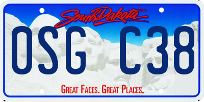 SD license plate 0SGC38