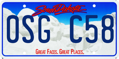 SD license plate 0SGC58