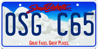 SD license plate 0SGC65