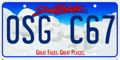 SD license plate 0SGC67