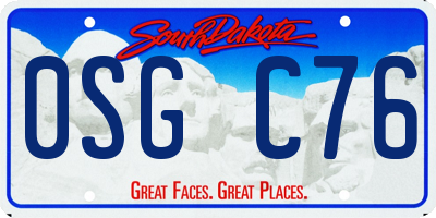 SD license plate 0SGC76