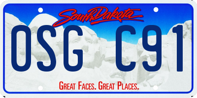 SD license plate 0SGC91