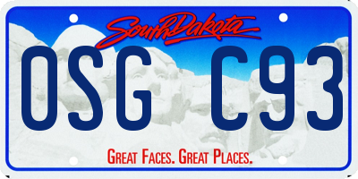SD license plate 0SGC93