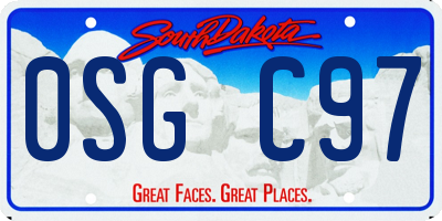 SD license plate 0SGC97