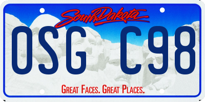 SD license plate 0SGC98