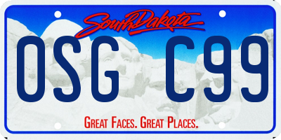 SD license plate 0SGC99