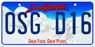SD license plate 0SGD16