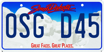 SD license plate 0SGD45