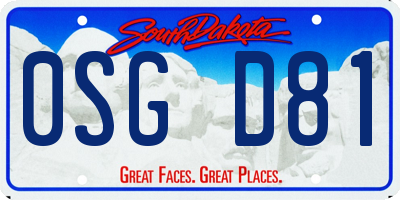 SD license plate 0SGD81