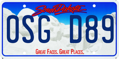SD license plate 0SGD89
