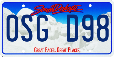 SD license plate 0SGD98