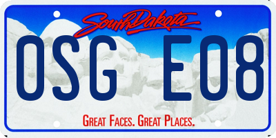 SD license plate 0SGE08