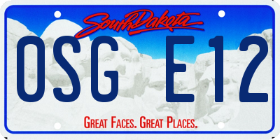 SD license plate 0SGE12