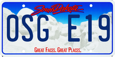 SD license plate 0SGE19