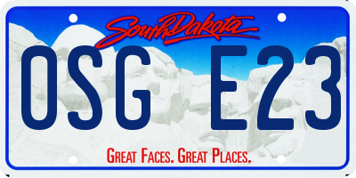 SD license plate 0SGE23