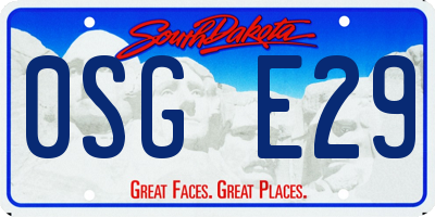 SD license plate 0SGE29