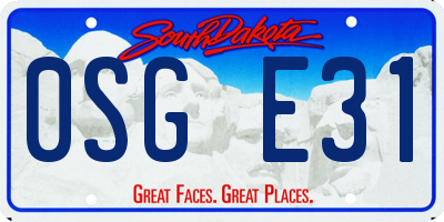 SD license plate 0SGE31