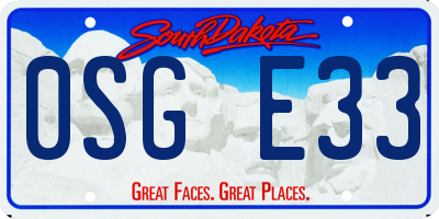 SD license plate 0SGE33