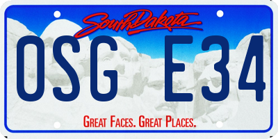 SD license plate 0SGE34