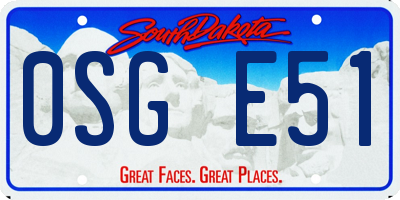 SD license plate 0SGE51