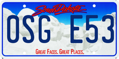 SD license plate 0SGE53