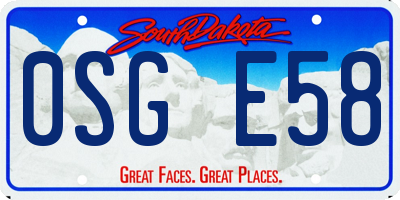 SD license plate 0SGE58