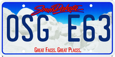 SD license plate 0SGE63