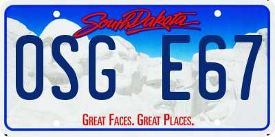 SD license plate 0SGE67