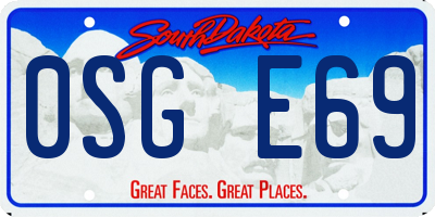 SD license plate 0SGE69