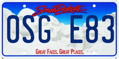 SD license plate 0SGE83