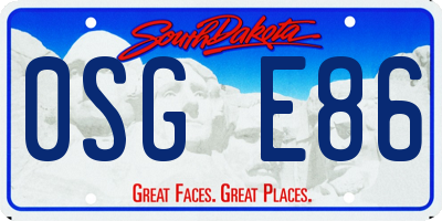 SD license plate 0SGE86