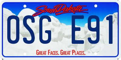 SD license plate 0SGE91