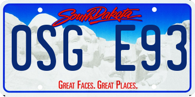 SD license plate 0SGE93