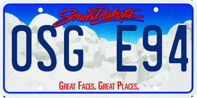 SD license plate 0SGE94