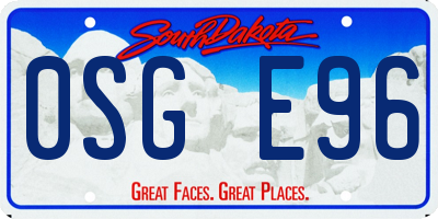 SD license plate 0SGE96