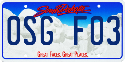 SD license plate 0SGF03