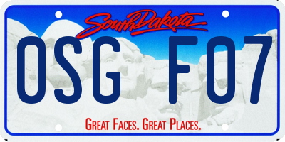 SD license plate 0SGF07