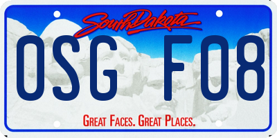 SD license plate 0SGF08