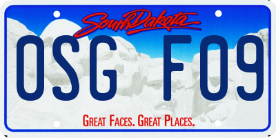 SD license plate 0SGF09