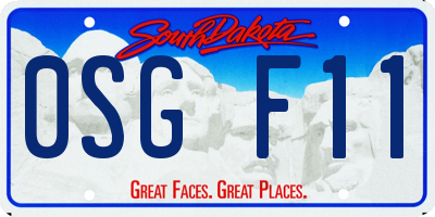 SD license plate 0SGF11
