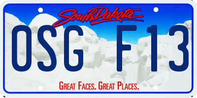 SD license plate 0SGF13