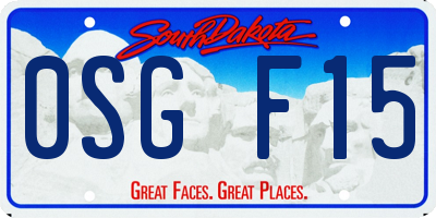 SD license plate 0SGF15