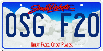 SD license plate 0SGF20