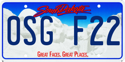 SD license plate 0SGF22