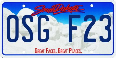 SD license plate 0SGF23
