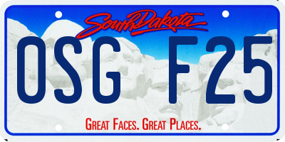 SD license plate 0SGF25
