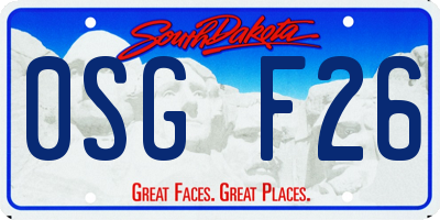 SD license plate 0SGF26