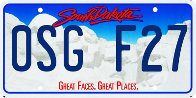 SD license plate 0SGF27