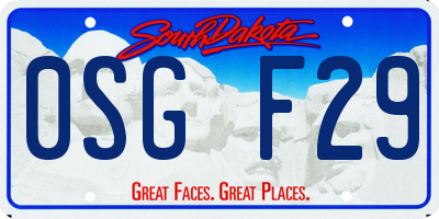 SD license plate 0SGF29