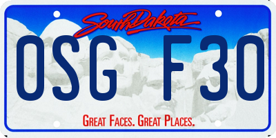 SD license plate 0SGF30